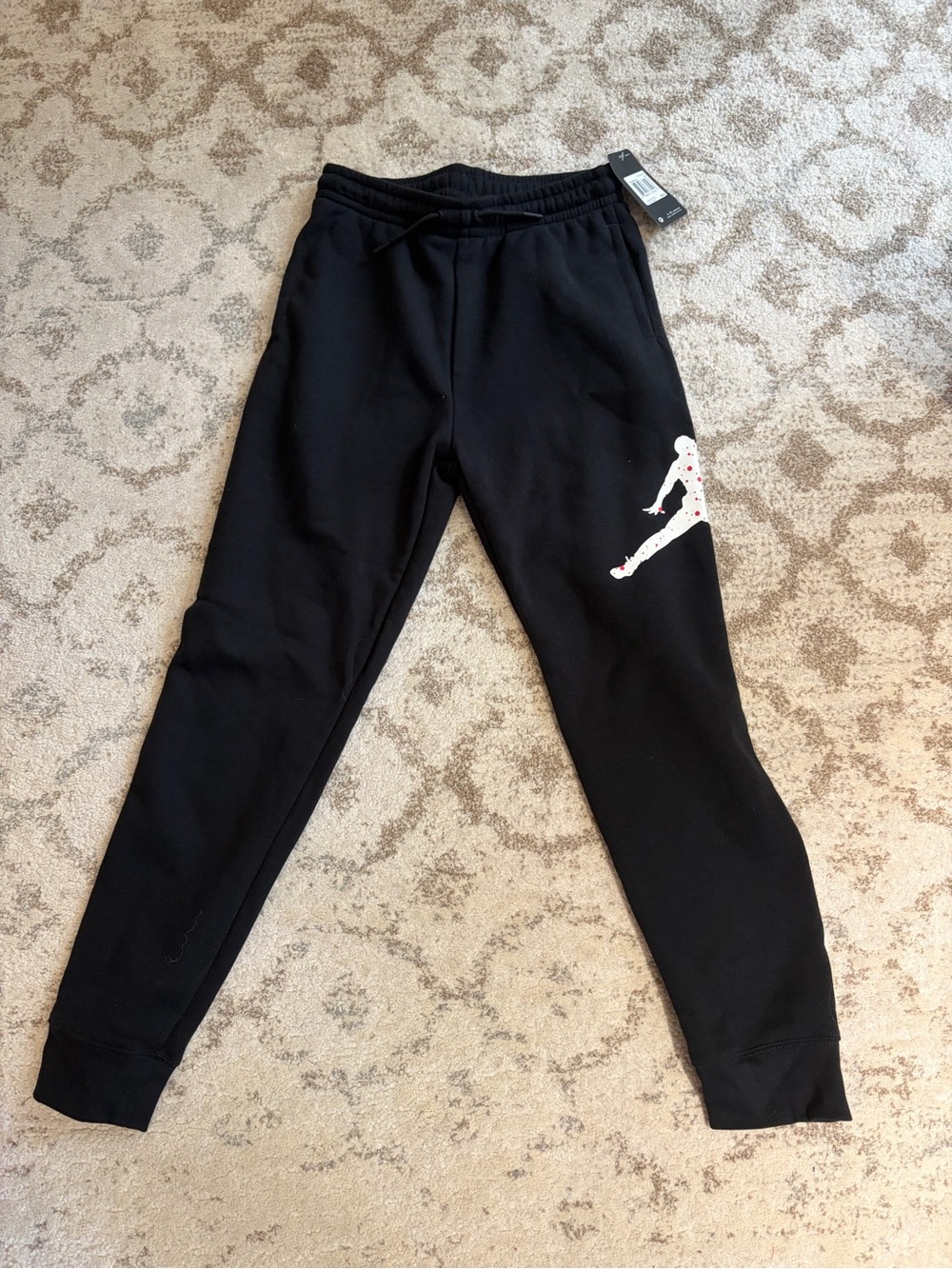 BNWT Boys Youth Nike Black Sweatpants with White Jumpman Accent